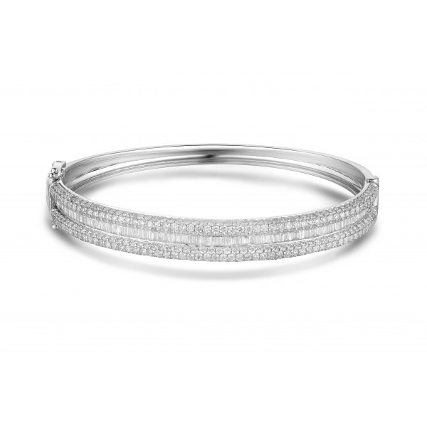 Glit Channel Diamond Bangle 18K White Gold