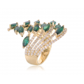Prism Emerald Diamond Ring 18K Yellow Gold 