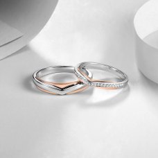 Tuli Diamond Wedding Ring 18K White and Rose Gold (Pair)