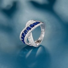 Merrin Blue Sapphire Diamond Ring 18K White Gold