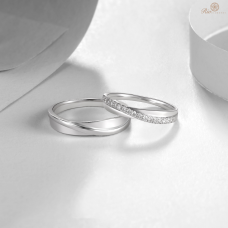 Aren Diamond Wedding Ring 18K White Gold (Pair)