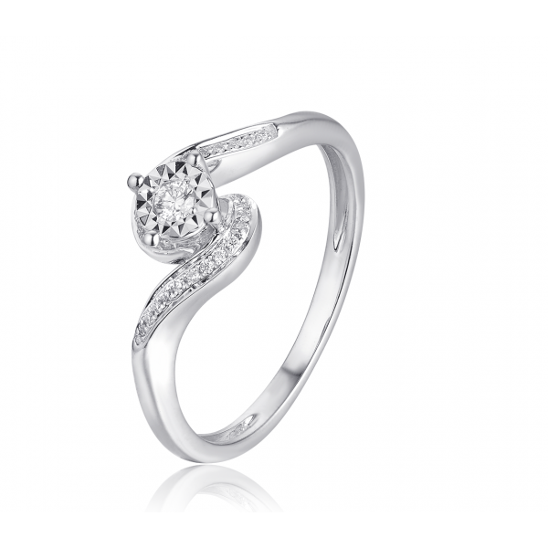 Pinnacle Illusion Diamond Ring 18K White Gold