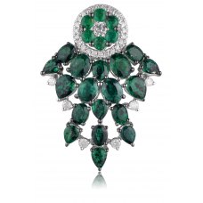 Rever Emerald Diamond Pendant 18K White Gold