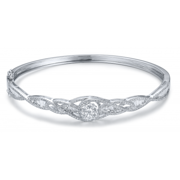 Juno Prong Diamond Bangle 18K White Gold 