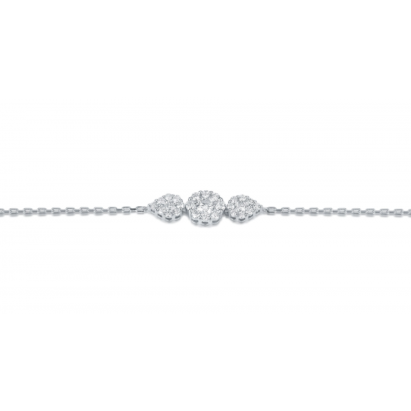 Trine Cluster Diamond Bracelet 18K White Gold 