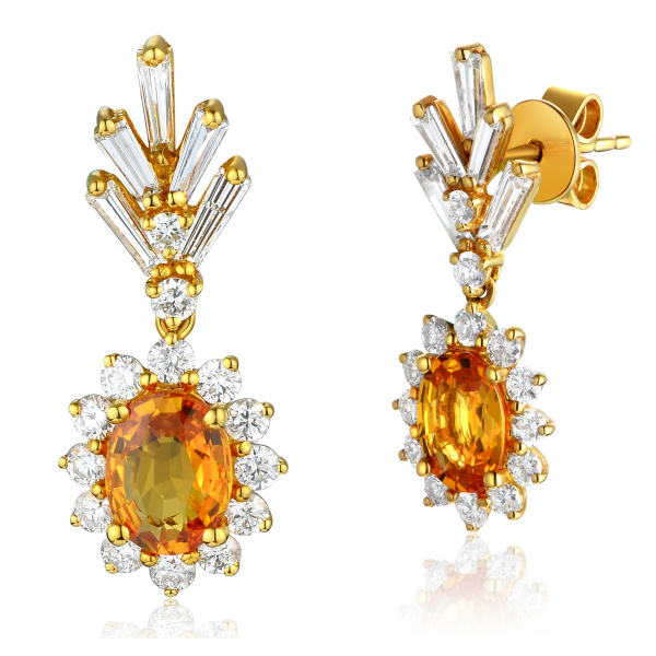 Lashea Sapphire Diamond Earring 18K Yellow Gold 
