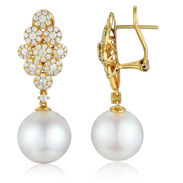 Beaumount Pearl Diamond Earring 18K Yellow Gold 