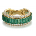 Emerald Diamond Ring 18K Yellow Gold