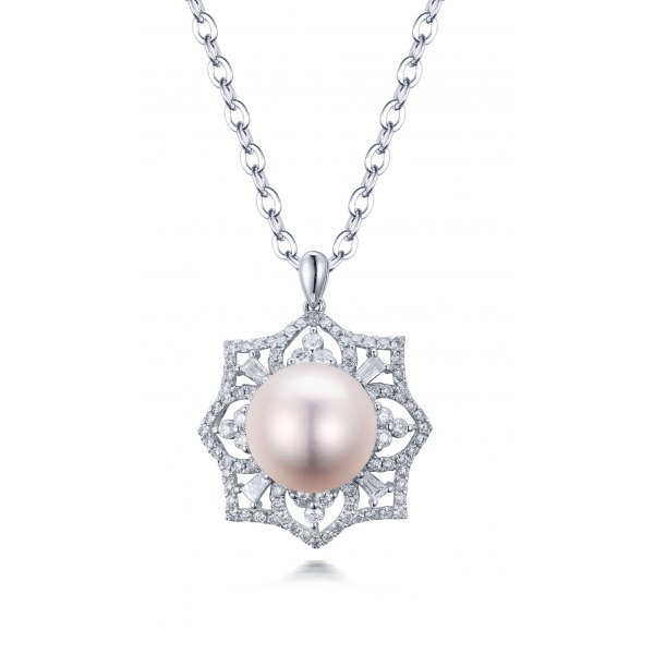 Daria Pearl Diamond Pendant 18K White Gold 