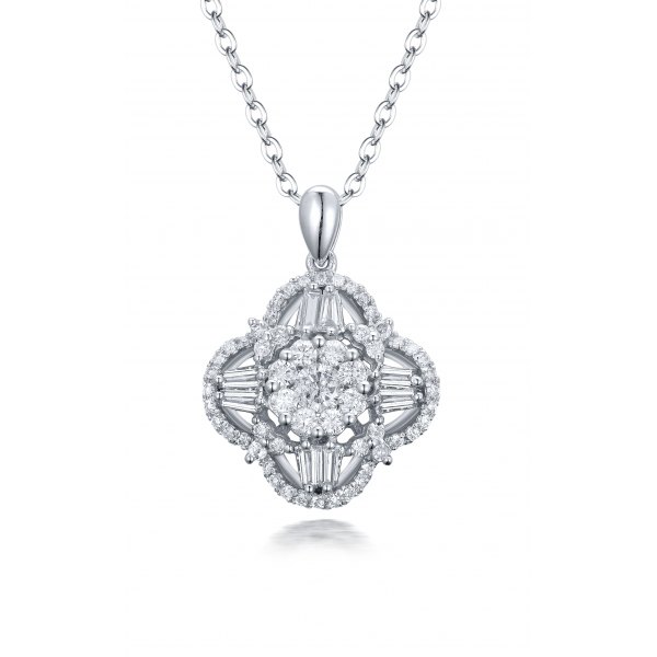 Tella Cluster Diamond pendant 18K White Gold