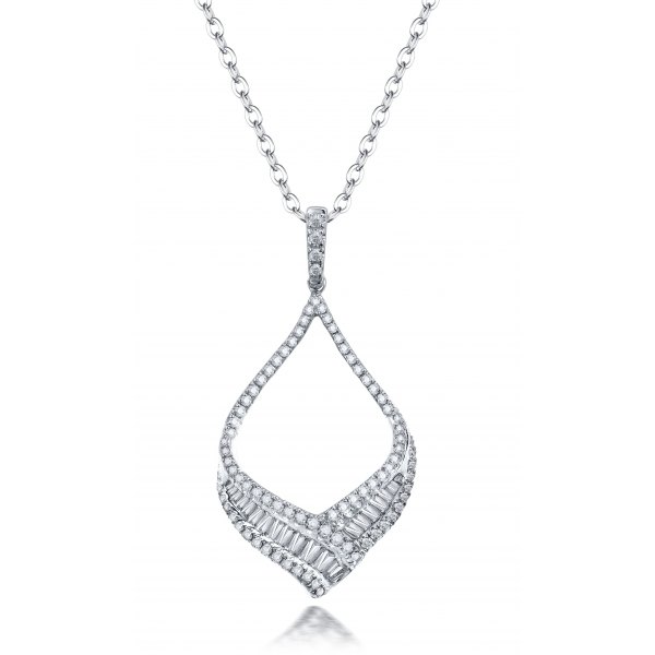 Gorda Prong Diamond Pendant 18K White Gold 