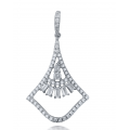 Harp Prong Diamond Pendant 18K White Gold 