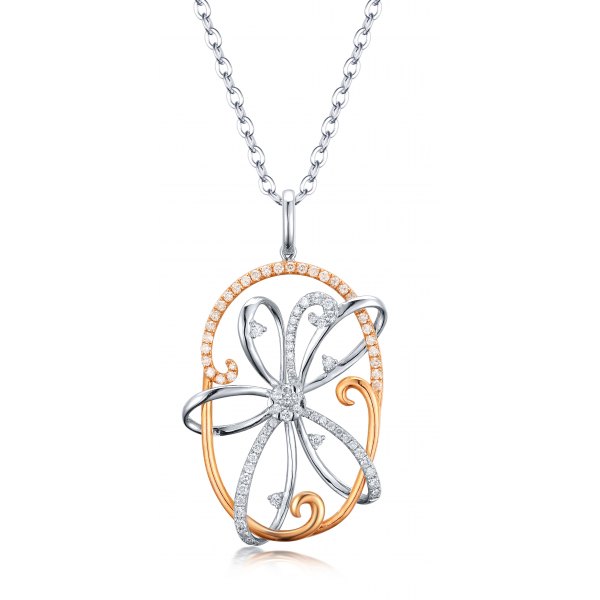 Delta Prong Diamond Pendant 18K Rose Gold 