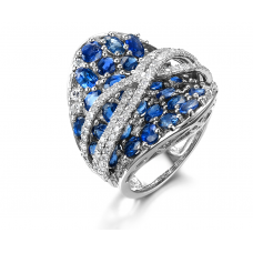 Jonet Sapphire Diamond Ring 18K White Gold