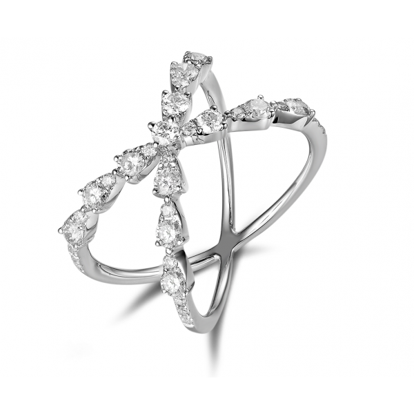 Faye Shared Prong Diamond Ring 18K White Gold 
