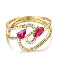 Preeda Ruby Diamond Ring 18K Yellow Gold 