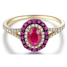 Alon Ruby Diamond Ring 18K Yellow Gold