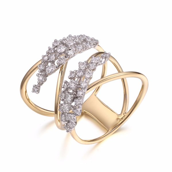 Leafy Diamond Ring 18K White and Rose Gold