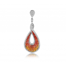 Keira Orange Sapphire Diamond Earring 18K White Gold 