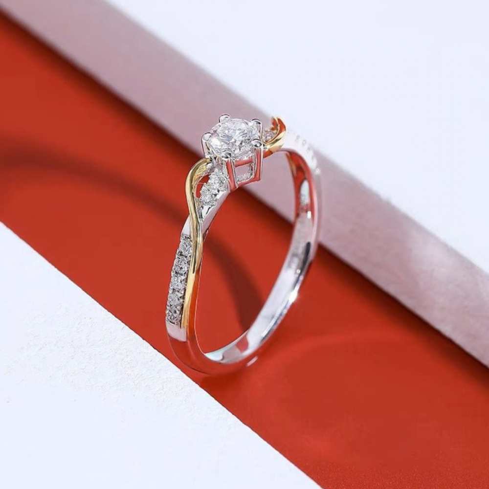 Ryung White and Rose Gold Diamond Engagement Ring Casing