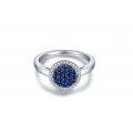 Maury Blue Sapphire Diamond Ring 18K White Gold 
