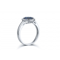 Maury Blue Sapphire Diamond Ring 18K White Gold 