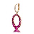 Ovale Glass Filled Ruby Diamond Earring 18K Yellow Gold 