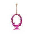 Ovale Glass Filled Ruby Diamond Earring 18K Yellow Gold 