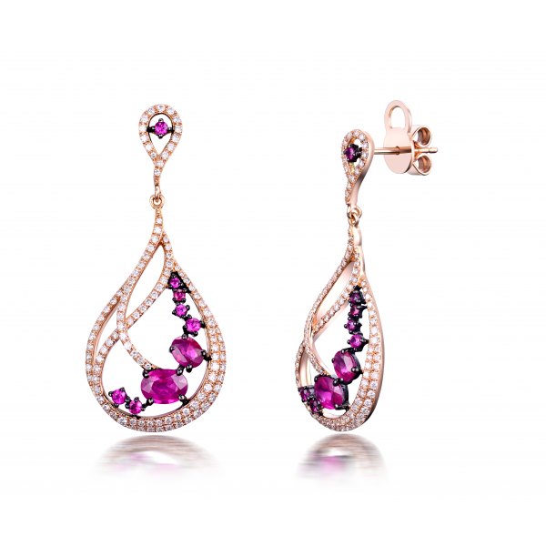 Brama Ruby Diamond Earring 18K Rose Gold 