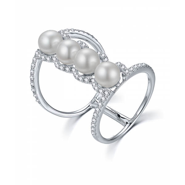 Magellan Pearl Diamond Ring 18K White Gold 
