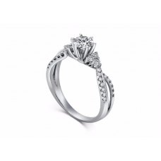 Therese Standard Fit Solitaire Engagement Ring Casing 18K White Gold