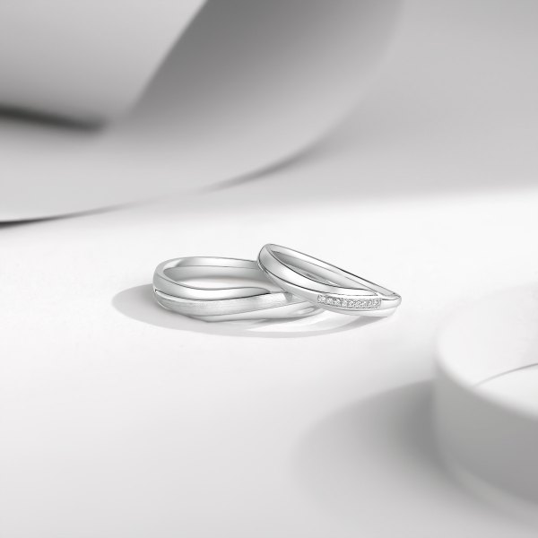 Sook Platinum Diamond Wedding Ring (Pair)