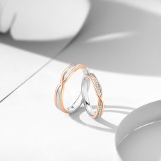 Mee Diamond 18K White and Rose Gold Wedding Ring (Pair)