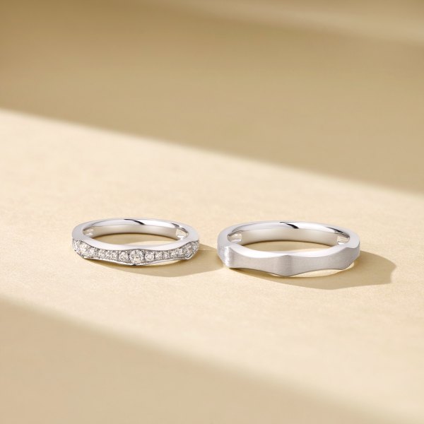 Atsuko Platinum Diamond Wedding Ring (Pair)