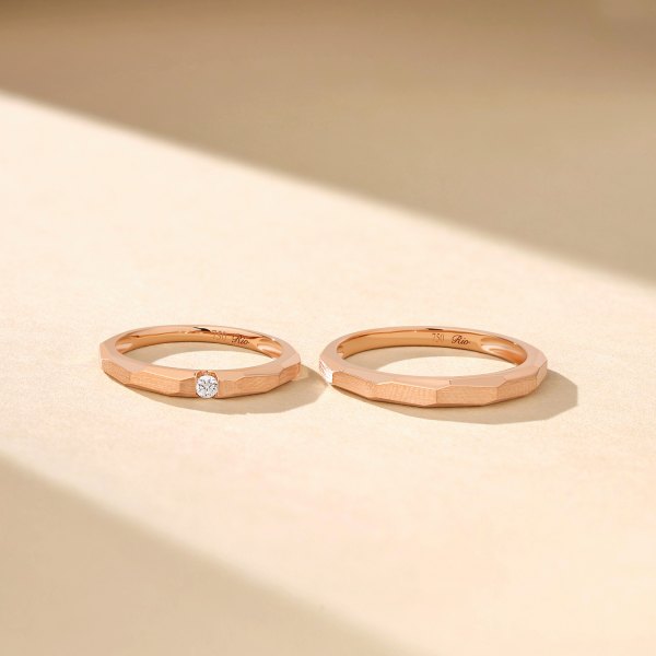 Ryuji Rose Gold Diamond Wedding Ring (Pair)