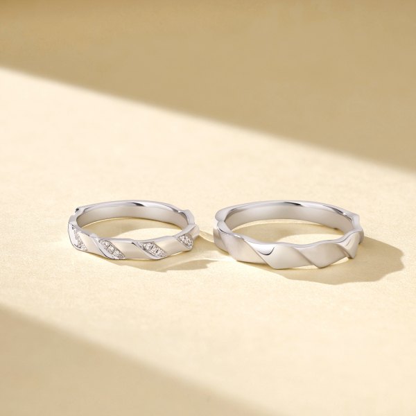 Mirai Platinum Diamond Wedding Ring (Pair)