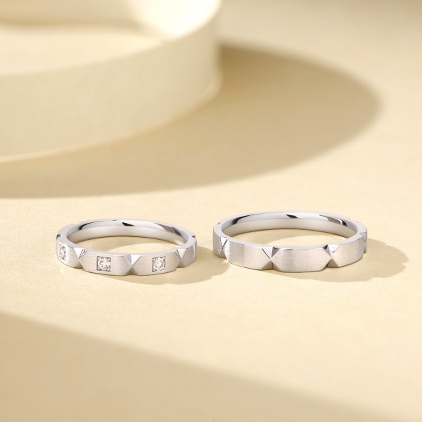 Morio Platinum Diamond Wedding Ring (Pair)