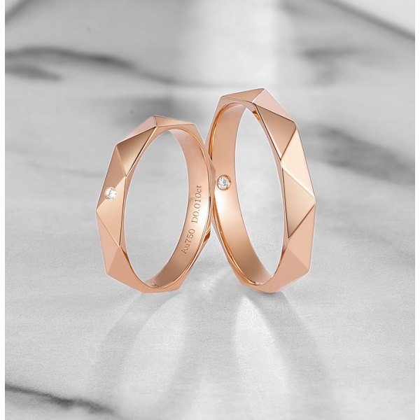Eglin Rose Gold Diamond Wedding Ring (Pair)