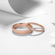 Sleon Diamond Wedding Ring 18K Rose Gold (Pair)
