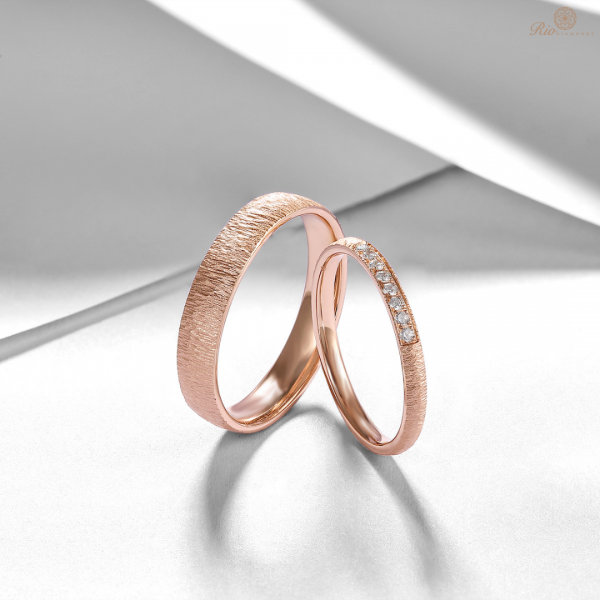 Sleon 18K Rose Gold Diamond Wedding Ring (Pair)