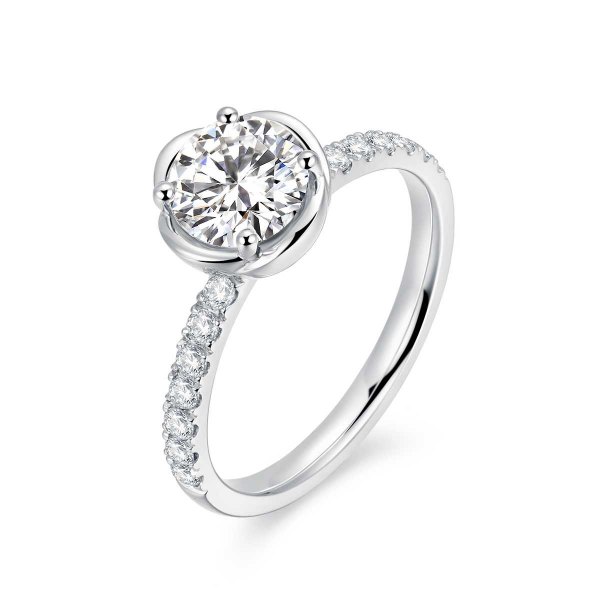 Hylos Diamond Engagement Ring Casing 18K White Gold