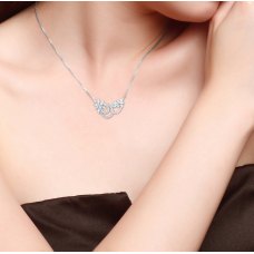 Leafy Diamond Necklace 18K White Gold