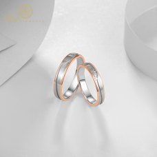 Dueloy Diamond Wedding Ring 18K White and Rose Gold (Pair)