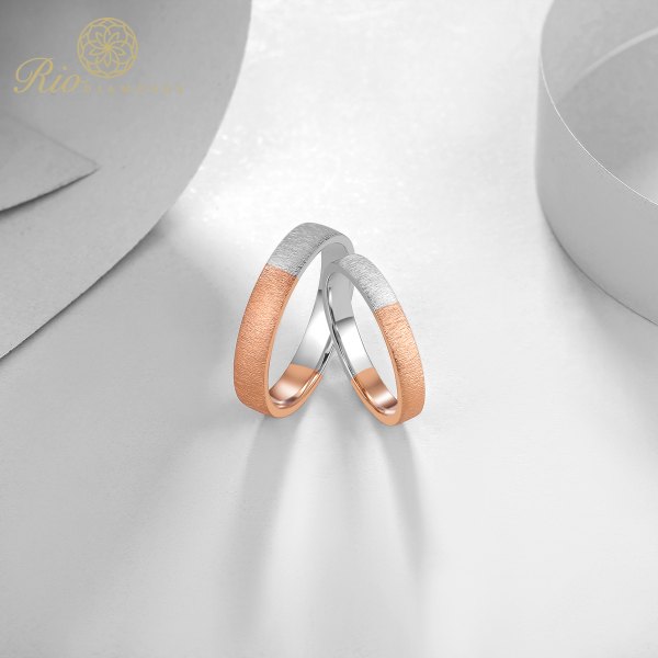 Gusen 18K White & Rose Gold Diamond Wedding Ring (Pair)