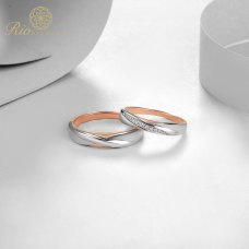 Chivan Diamond Wedding Ring 18K White and Rose Gold (Pair)