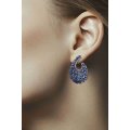 Swan Sapphire Diamond Earring 18K Black Gold 