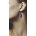 Nostalgia Ruby and Spinel Earring 18K Black Gold 