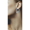 Hoop Sapphire Diamond Earring 18k White Gold