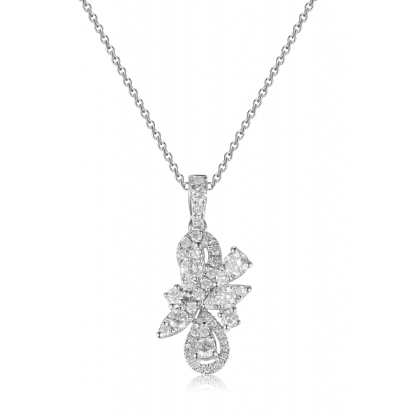 Blomst Channel Diamond Pendant 18k White Gold