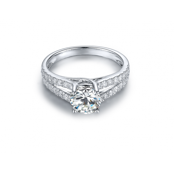 Ports Diamond Engagement Ring Casing 18K White Gold